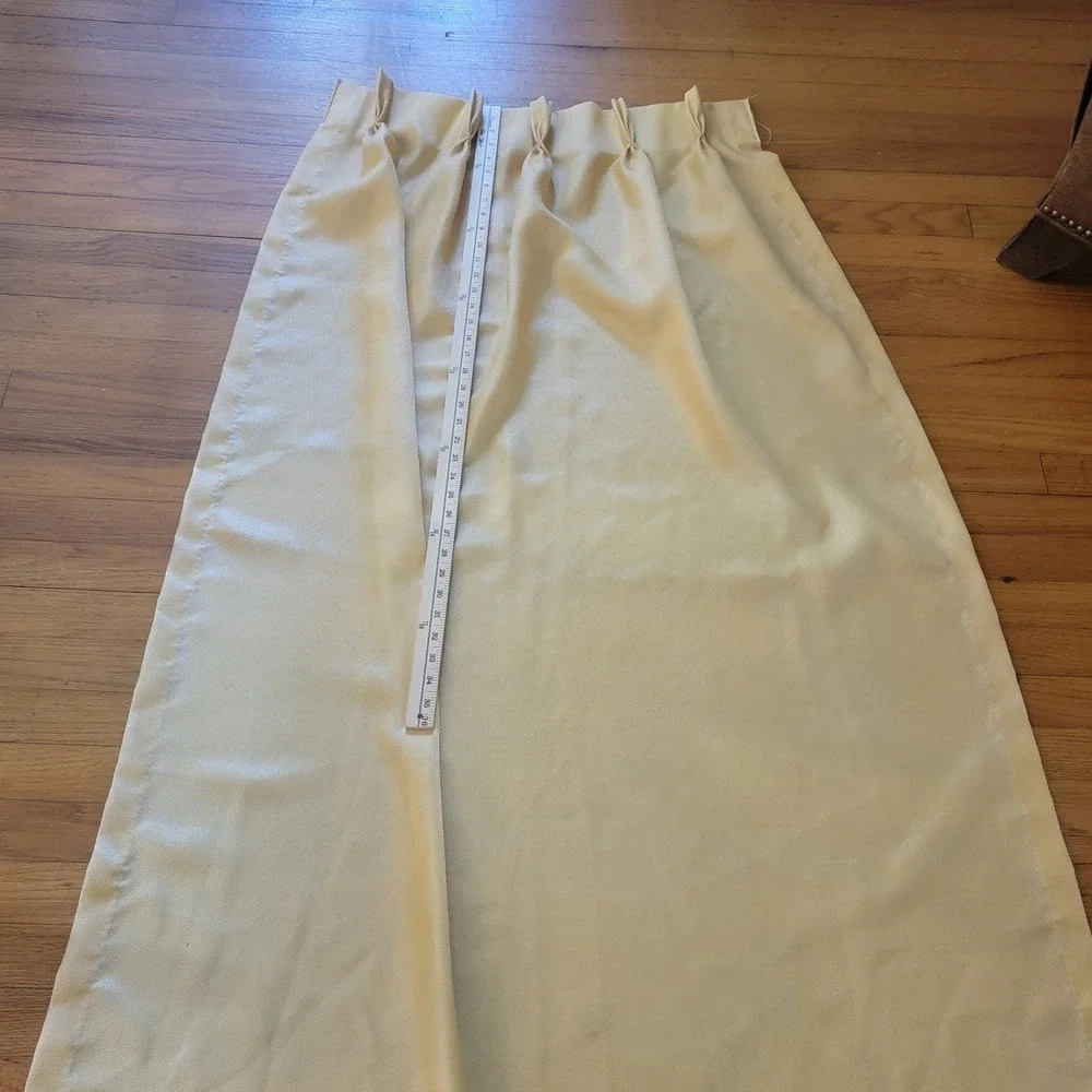 VTG 70s Window Curtain Panels Drapes Set of 2‎ Yellow Pinch Pleat Beige 23